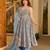 Grey color muslin printed ceremonial readymade attire