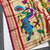 Navy blue zari woven paithani silk blend saree with blouse piece