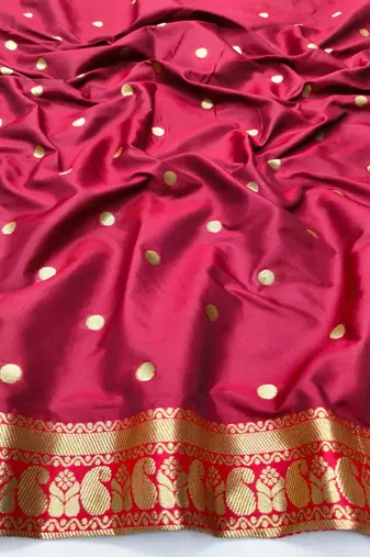 Navy blue zari woven paithani silk blend saree with blouse piece