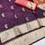 Dark wine zari woven paithani silk blend saree with blouse piece