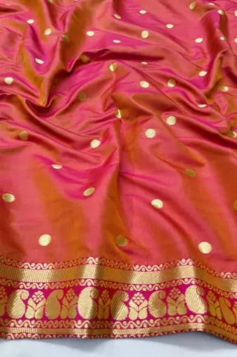 Light green woven paithani silk blend saree with blouse piece
