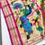 Wine zari woven paithani silk blend saree with blouse piece