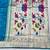 Blue zari woven paithani silk blend saree with blouse piece