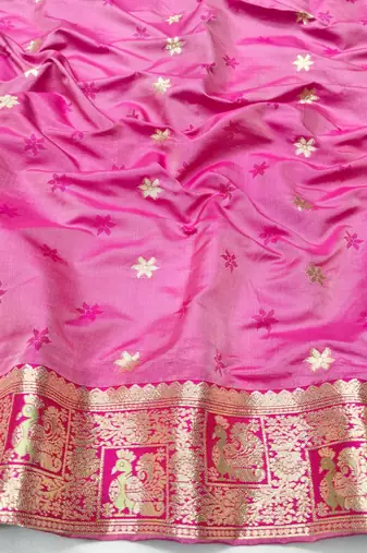 Light green zari woven silk blend saree with blouse piece