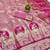 Pink zari woven banarasi silk blend saree with blouse piece