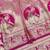 Pink zari woven banarasi silk blend saree with blouse piece