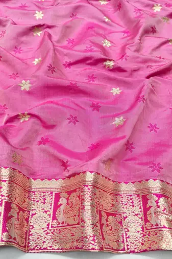Cream zari woven silk blend saree with blouse piece