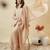Cream color stylish and partywear crunchy silk beautiful partywear dress