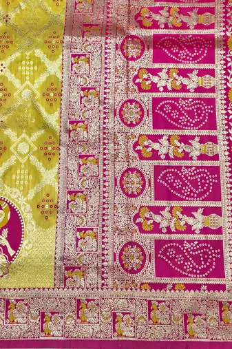 Gold zari woven silk blend saree with blouse piece