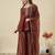 Maroon color stylish and partywear crunchy silk beautiful partywear dress