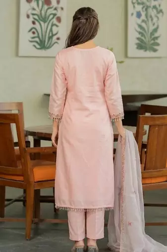 Peach color stylish and partywear pv chanderi beautiful partywear dress