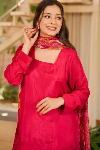 Pink color stylish and partywear silk crepe beautiful partywear dress
