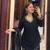 Black color stylish and partywear silk crepe beautiful partywear dress