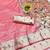 Light pink zari woven paithani silk blend saree with blouse piece