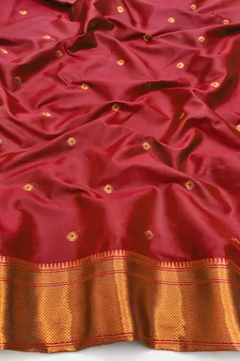 Firozi zari woven paithani silk blend saree with blouse piece
