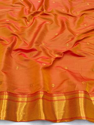Light green zari woven paithani silk blend saree with blouse piece 4