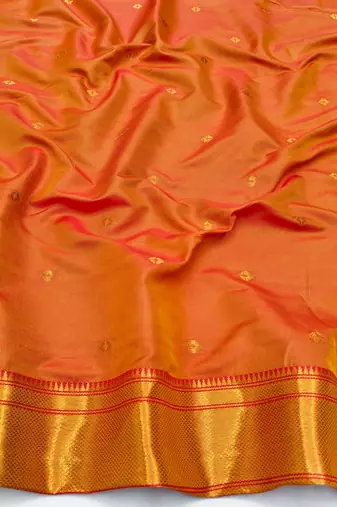 Light green zari woven paithani silk blend saree with blouse piece