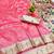 Light pink zari woven paithani silk blend saree with blouse piece