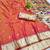 Pink zari woven paithani silk blend saree with blouse piece