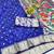 Navy blue zari woven paithani silk blend saree with blouse piece