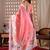 Elegant Pink Floral Print Linen Saree