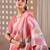 Elegant Pink Floral Print Linen Saree