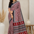 red ajarakh print with mirror crepe silk saree