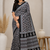 black ajarakh print with mirror crepe silk saree