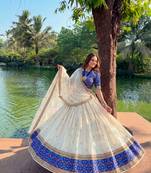 Vichitra silk blend Sequin Work Lehenga Set - Full stitched free size 