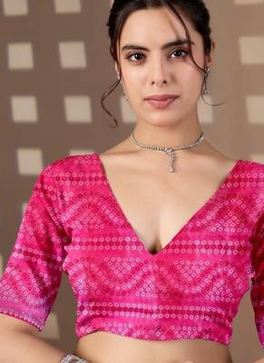 Elegant Pink Printed Linen Saree 5