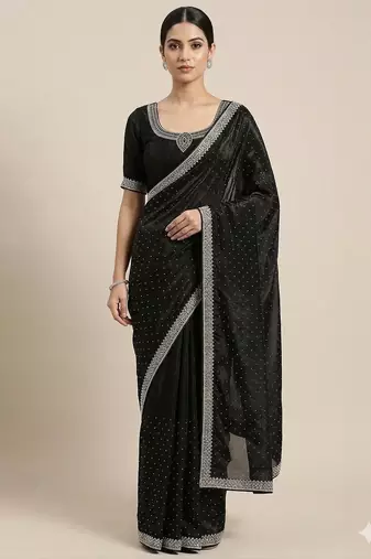 Elegant Black Designer Saree