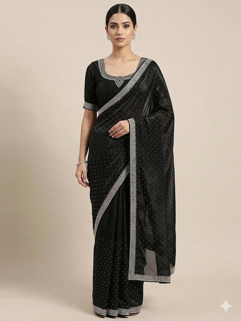 Elegant Black Designer Saree
