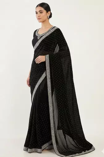 Elegant Black Designer Saree