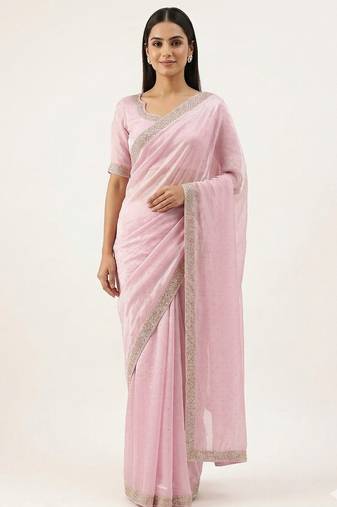 Elegant Pink Designer Saree