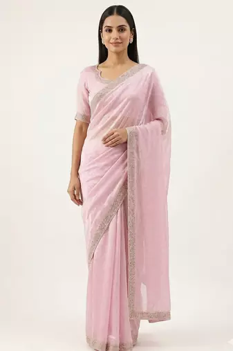 Elegant Pink Designer Saree