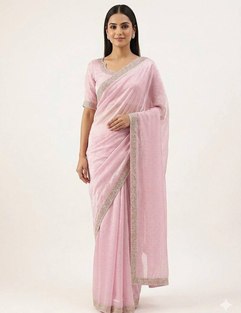 Elegant Pink Designer Saree