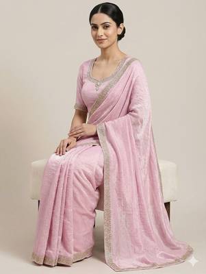 Elegant Pink Designer Saree 4