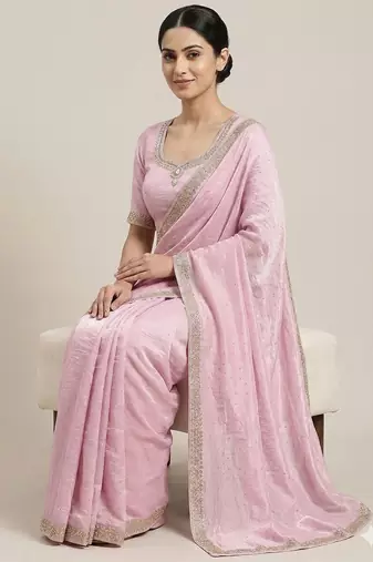 Elegant Pink Designer Saree