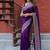 purple sequance and zari embroidery rangoli silk saree