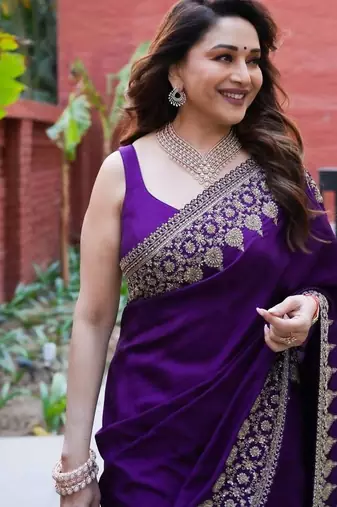 purple sequance and zari embroidery rangoli silk saree