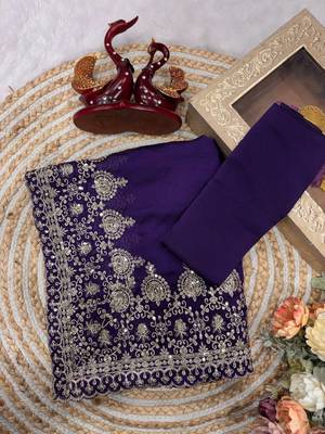 purple sequance and zari embroidery rangoli silk saree 3