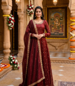 Women's latest designer embroidery anarkali gown with dupatta set