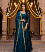 Women's latest designer embroidery anarkali gown with dupatta set