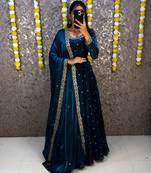 Women's  new trendy latest designer embroidery anarkali gown with dupatta set