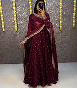 Women's  new trendy latest designer embroidery anarkali gown with dupatta set
