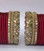 Handmade Silk Thread Bangle golden and maharun combination for Bridal look