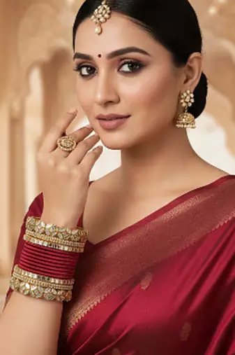 Handmade Silk Thread Bangle golden and maharun combination for Bridal look