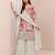 White chinon semi stitched suit with embroidery & sequin work