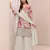 White chinon semi stitched suit with embroidery & sequin work