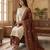 Brown silk readymade suit with embroidery & sequence work